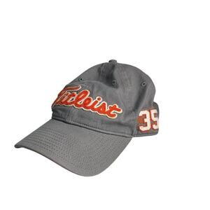 Titleist Gray Golf Hat Orange Logo Adjustable Buckle Closure "35" one size